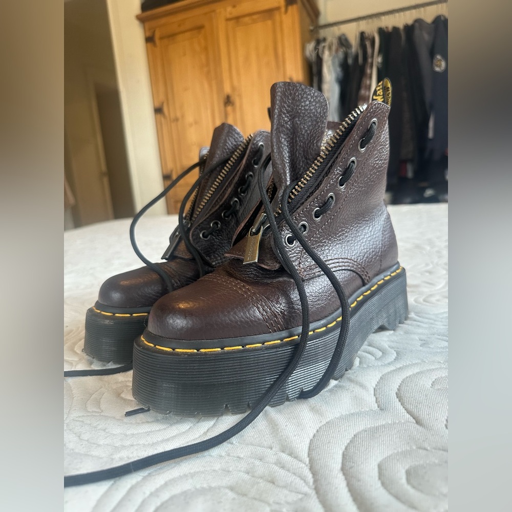 Dr. Martens Sinclair Milled Nappa Leather Platform in Burgundy